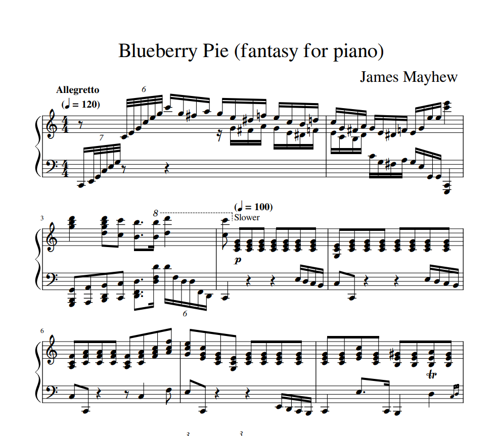 James Mayhew - Blueberry Pie (fantasy for piano) sheet music for piano